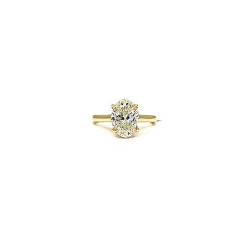 14 Karat yellow gold 3.06 carat lab grown oval diamond engagement ring 888-00058