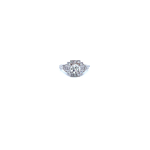 14 Karat white gold engagement ring with 1.11 carat SI1/J round diamond and 1.59 tcw 100-00430