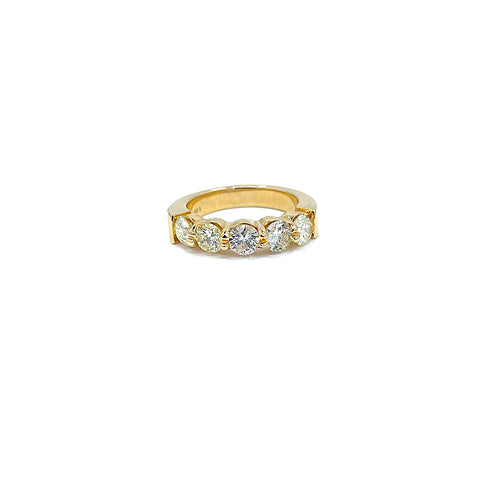14 Karat yellow gold 5 stone diamond band with 1.45 carats 110-00488
