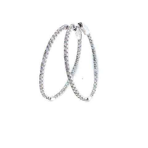 14 Karat white gold inside/outside diamond hoops with 2.47 carats 150-00372