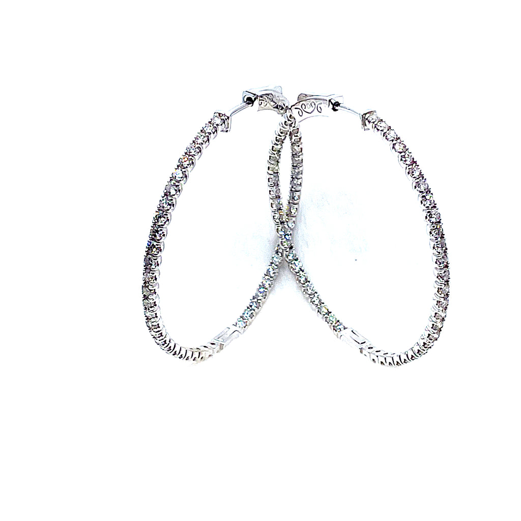 14 Karat white gold inside/outside diamond hoops with 2.50 carats 150-00374