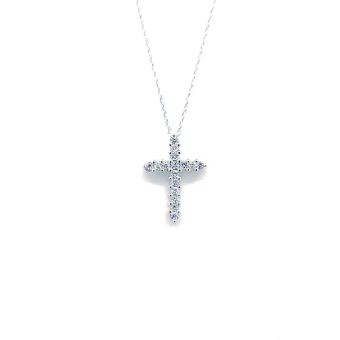 10 karat white gold diamond cross pendant with 0.25 carats 165-00142
