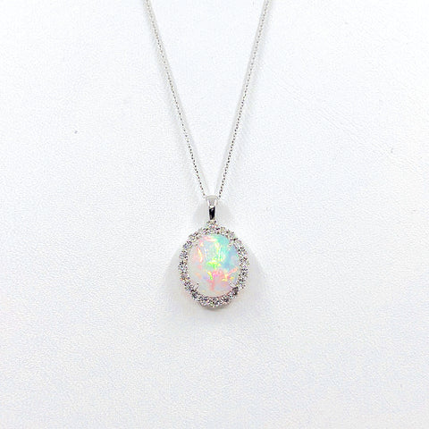 14 Karat white gold opal pendant with 0.20 carats 235-00052