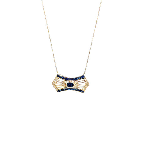 14 Karat yellow gold vintage necklace with sapphires 950-02217