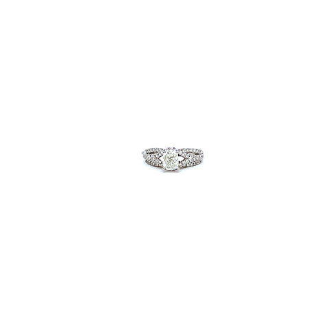 18 Karat white gold engagement ring with .96 carat cushion VS1/K 1.51 tcw 950-02401