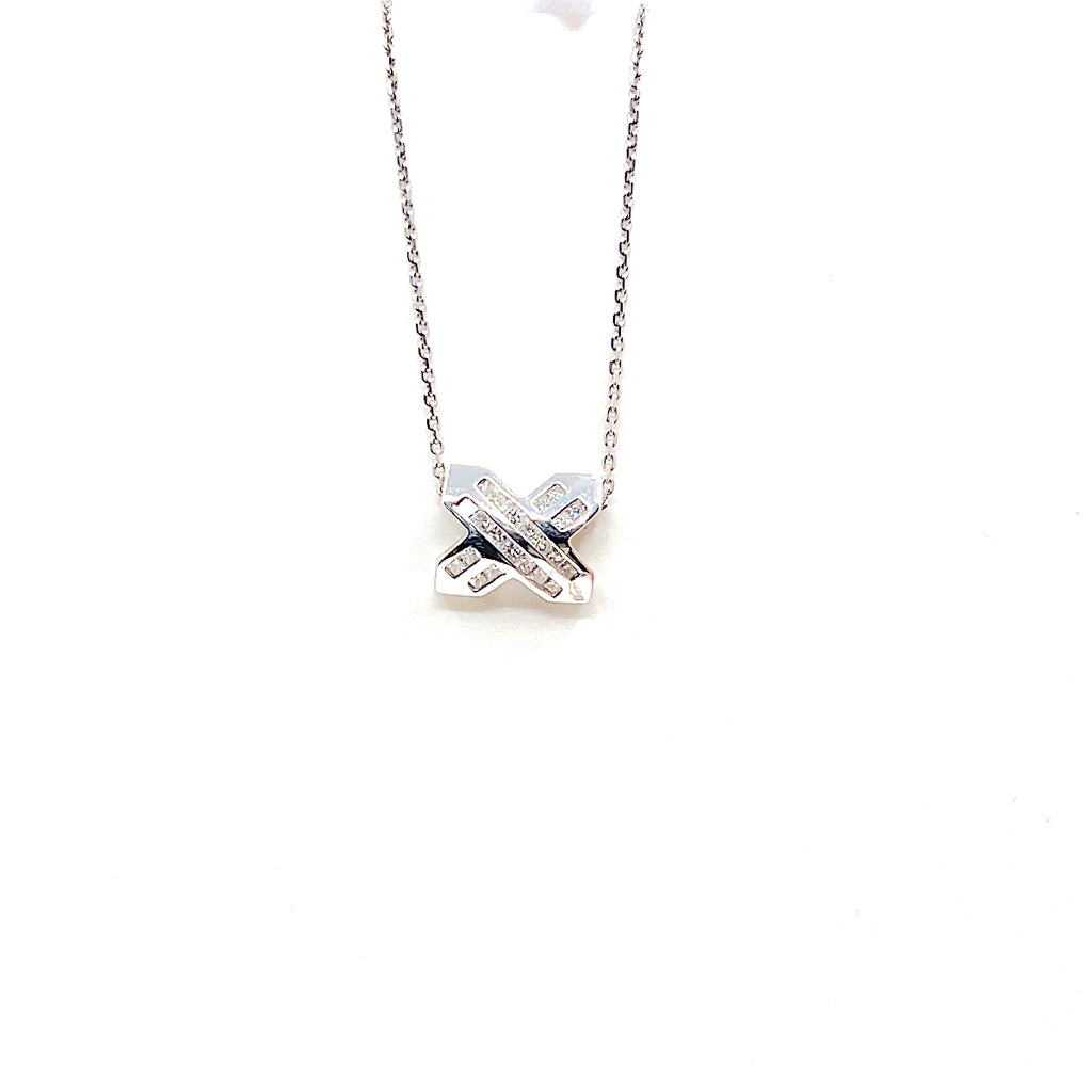 18 Karat White gold "x" style diamond necklace with0.50 carats 160-00045