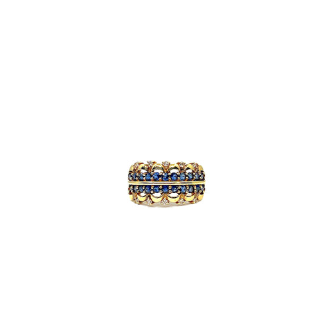 18 Karat yellow gold band with 0.20 carats of diamonds and sapphires 950-01249