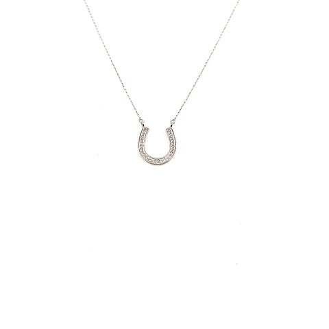 10 Karat white gold diamond horseshoe necklace with .09 carats 160-00238