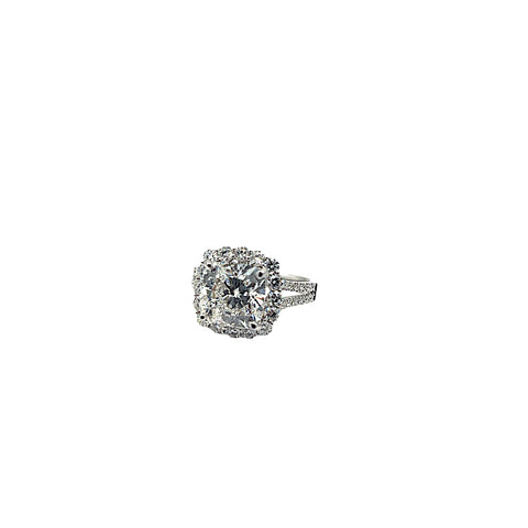 14 Karat White Gold 4.09 carat VS2/F Lab Grown Cushion cut Diamond Engagement Ring 444-00130