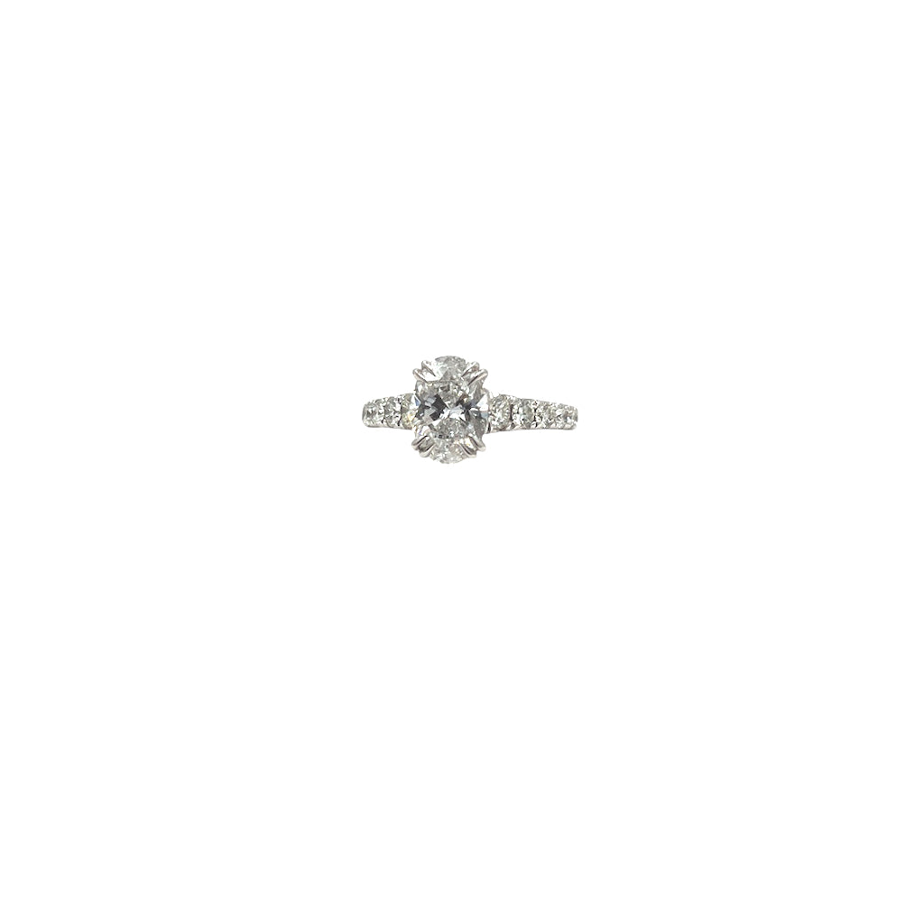 14 Karat White Gold 1.16 Carat VS1/E Lab Grown Diamond Oval with 1.91TCW Engagement ring 444-00210