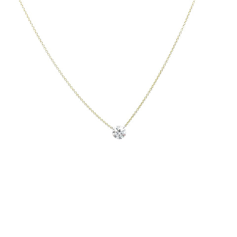 14 KARAT YELLOW GOLD FLOATING ROUND CUT LABORATORY GROWN DIAMOND NECKLACE 1.10 CARAT F/VS2 444-00247