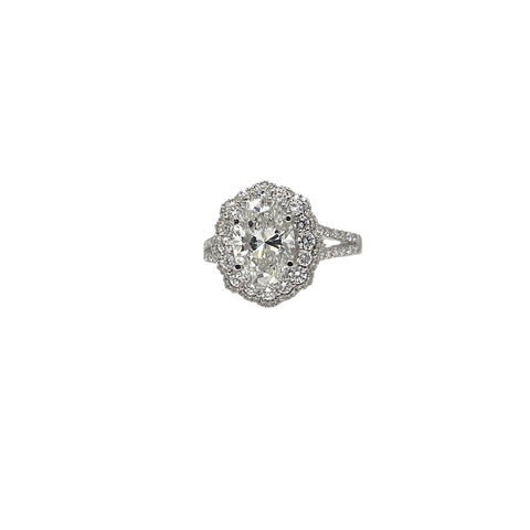 14 Karat White Gold 2.17 carat VS2/F Oval Lab Grown Diamond Engagement ring with 2.98TCW 140-00630