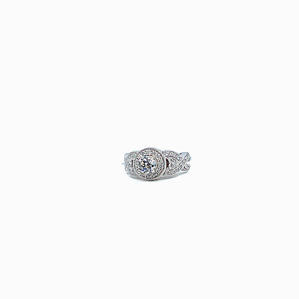 14 Karat white gold 0.46 carat round SI1/H engagement ring with 1.008 tcw 100-00112