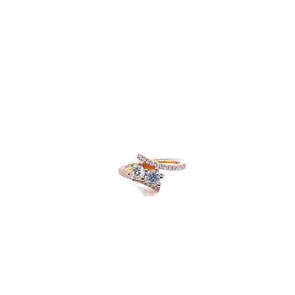 10 Karat rose gold two stone anniversary ring with 0.95 carats 100-00335