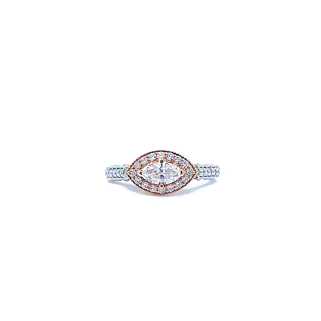 14 Karat white/rose gold .56 carat marquise SI2 I diamond engagement ring 100-00102