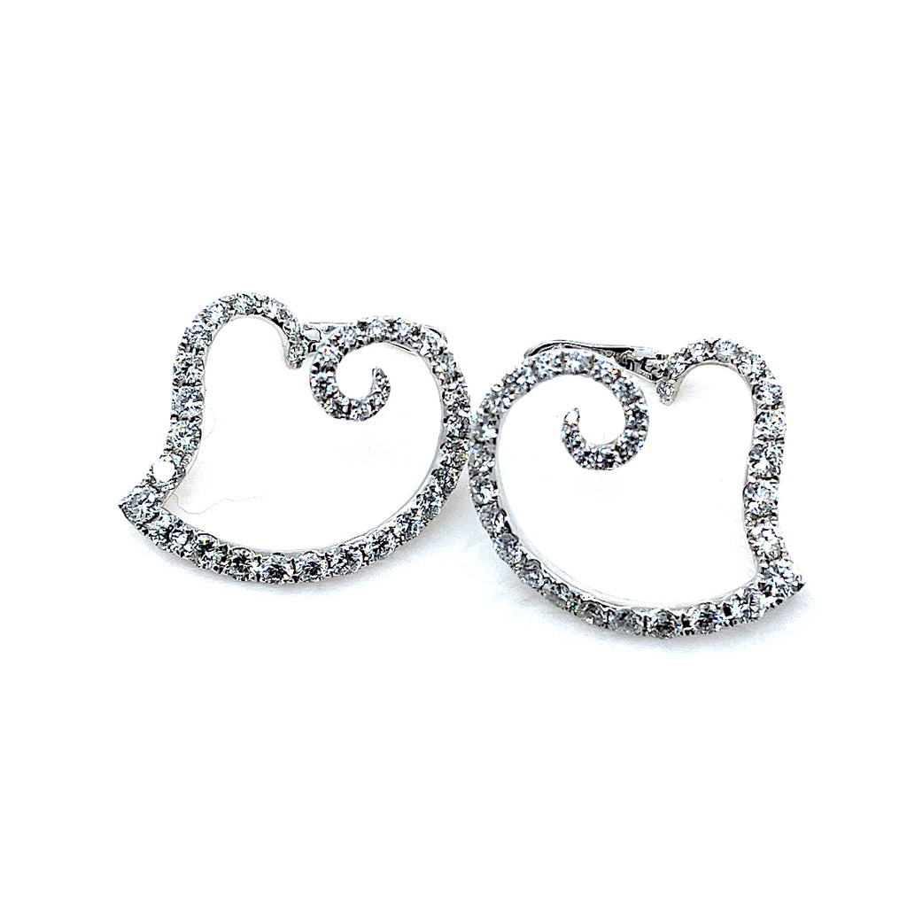 18 Karat white gold diamond heart earrings with 2.16 carats 150-00230