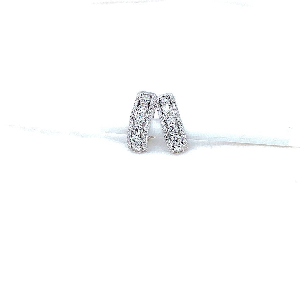 14 Karat white gold diamond J hoop earrings with 3.80 Carats 150-00368