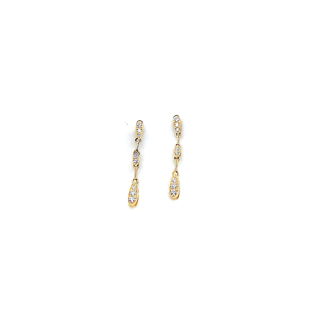 14k Gold CC CZ Earrings
