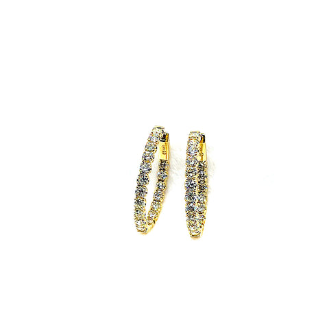 14 Karat yellow gold 4.0 carats inside/outside diamond hoop earrings 150-00547