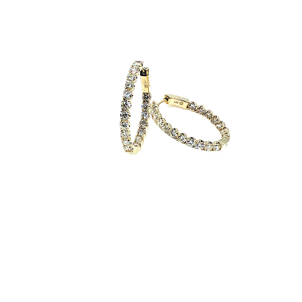 14 Karat yellow gold inside/outside diamond hoop earrings 4.05 carats 150-00548