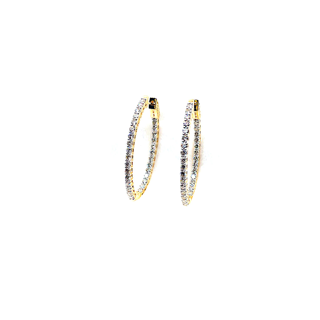 14 Karat yellow gold .75 carats diamond inside/outside hoop earrings 150-00551