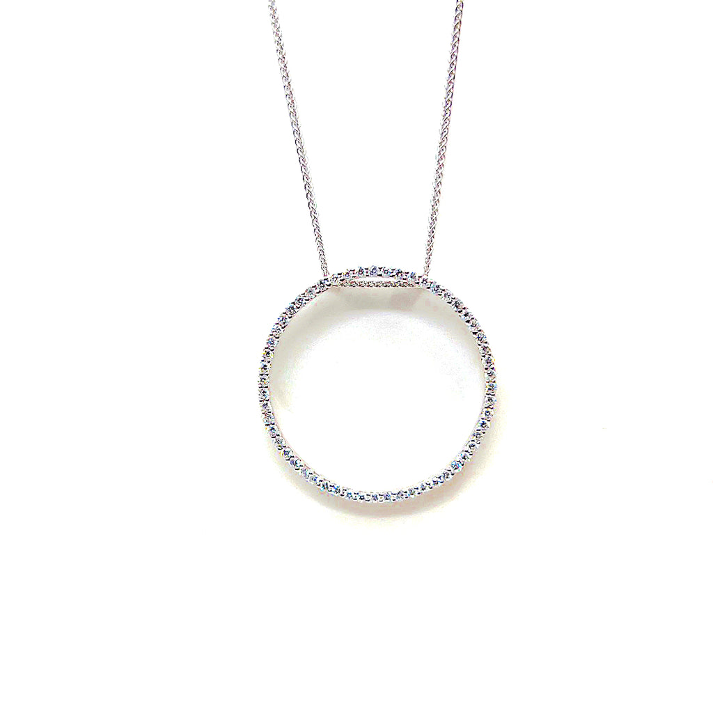 18 Karat white gold diamond circle pendant with 0.80 carats 160-00036