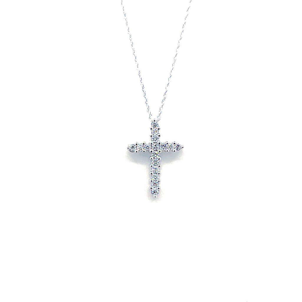10 karat white gold diamond cross pendant with 0.25 carats 165-00142
