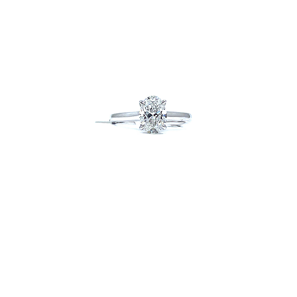 14 Karat white gold oval 1.50 carat VS/GH lab grown diamond solitaire engagement ring 888-00002