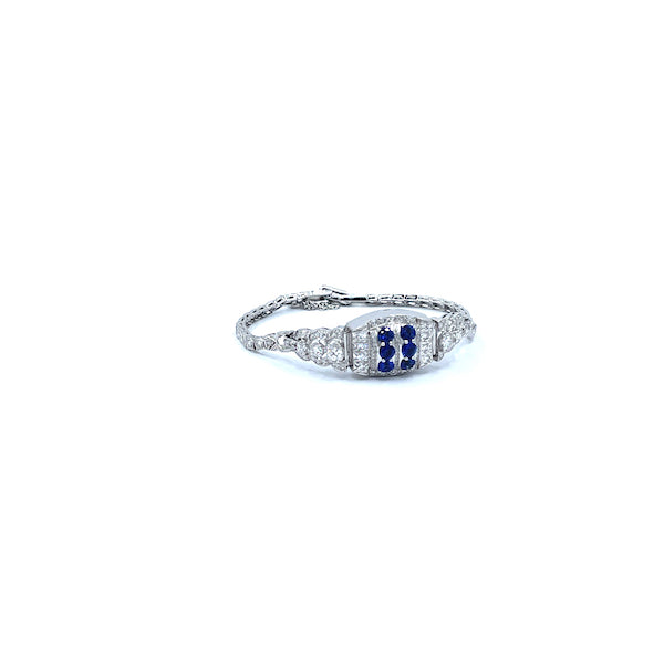 Platinum with sapphires and 1.50 carats of diamonds 950-01364
