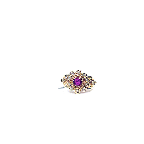 14 KARAT YELLOW GOLD DIAMOND AND RUBY RING 950-00708