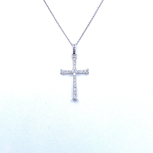 14 Karat white gold cross necklace with 0.25 carats 160-00073
