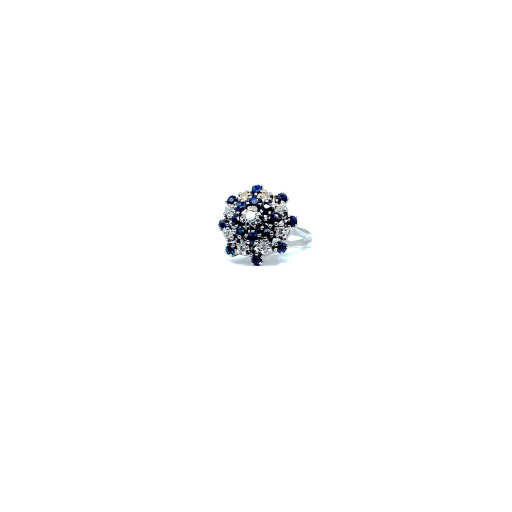 14 Karat white gold dimaond and sapphire beehive ring 950-01193