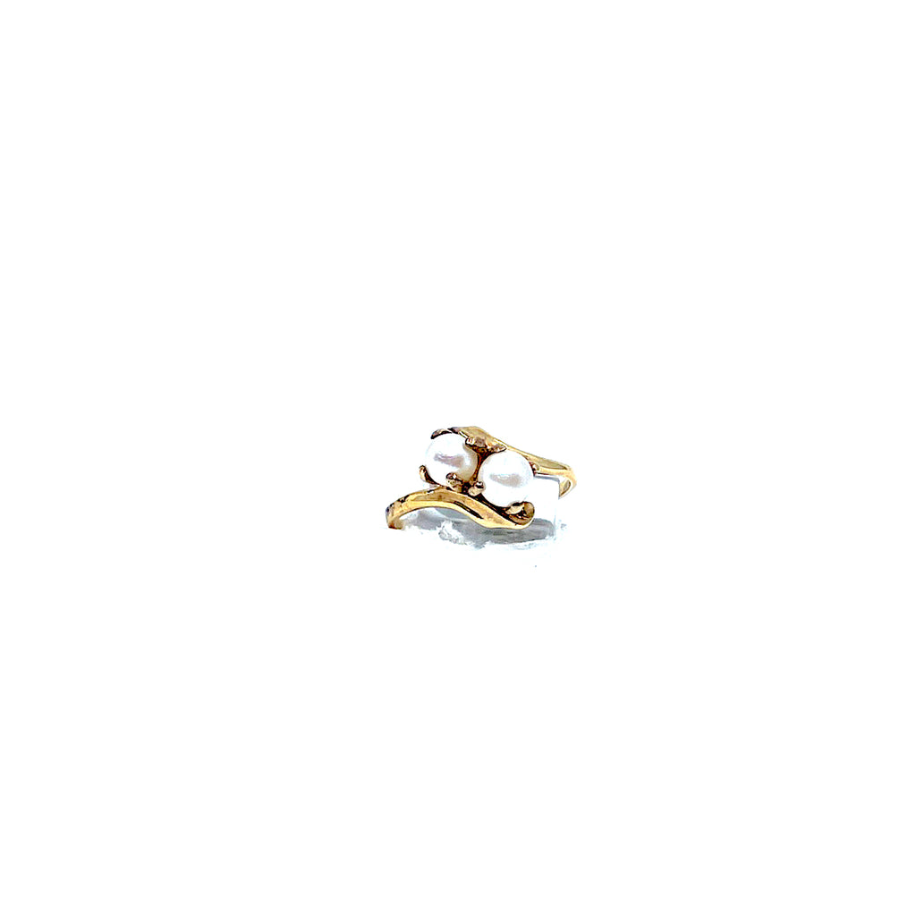 14 Karat Yellow gold double pearl ring 950-01935