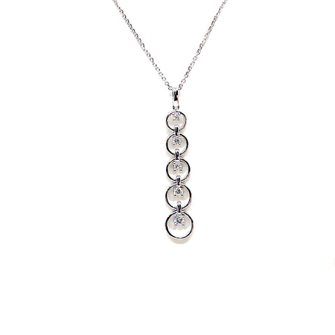18 Karat white gold 5 diamond vertical necklace with 0.29 carats 160-00062