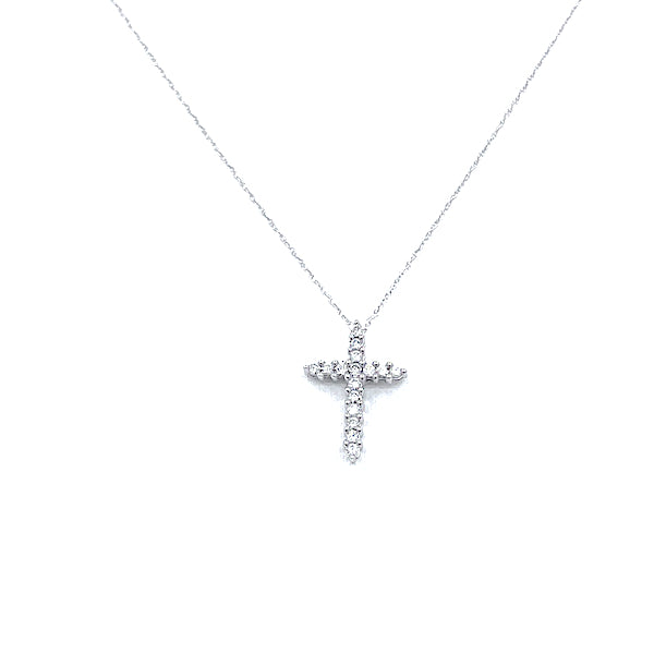 10 Karat white gold diamond cross necklace with 0.25 carats 165-00093