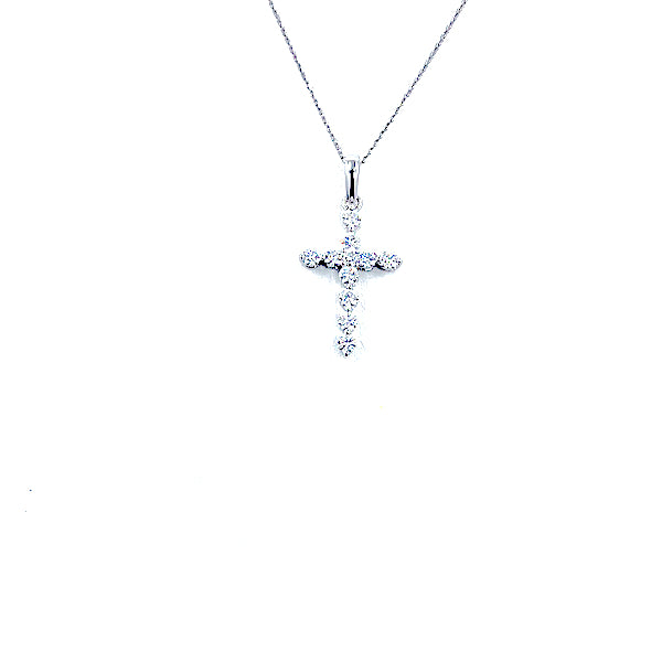 14 Karat White gold diamond cross necklace with 0.50 carats 160-00206
